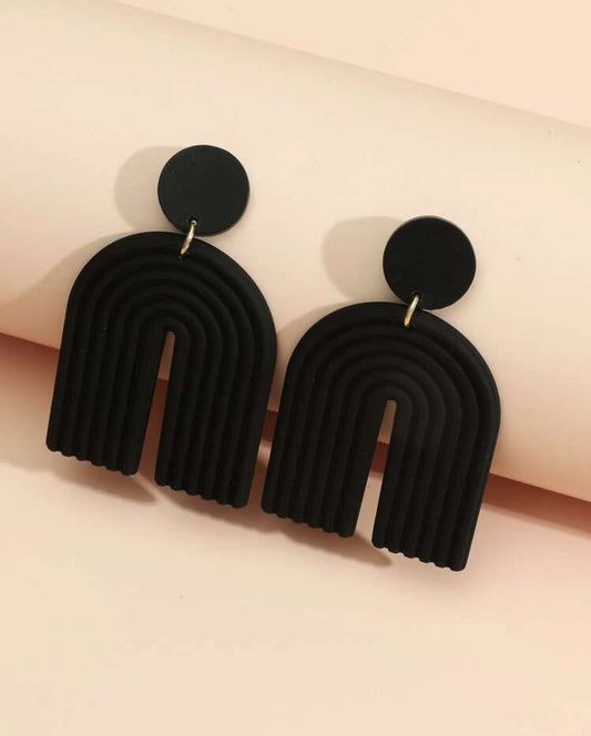 Black U Shape Earrings