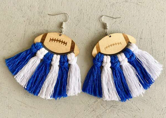 Blue and White Football Fringe