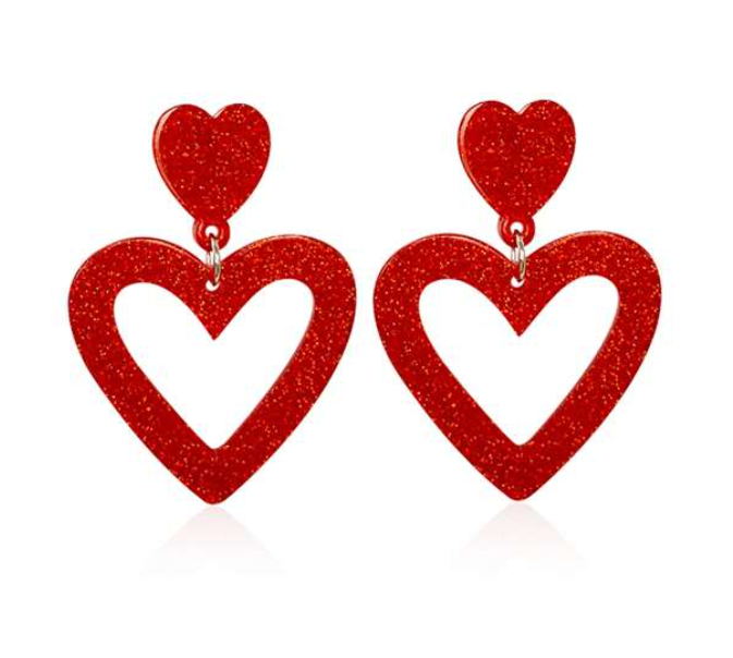 Red Hollow Heart Dangle