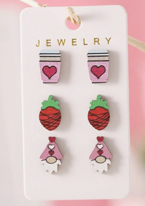 3 Pack Valentines Studs (Multiple Options)