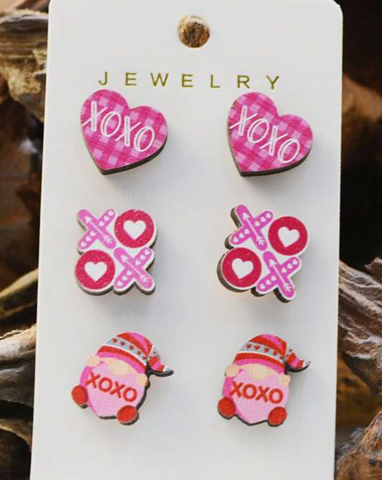 3 Pack Valentines Studs (Multiple Options)