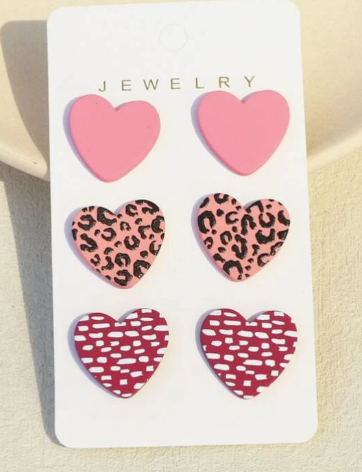 3 Pack Valentines Studs (Multiple Options)