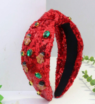 Gingerbread Red Glitter Headband