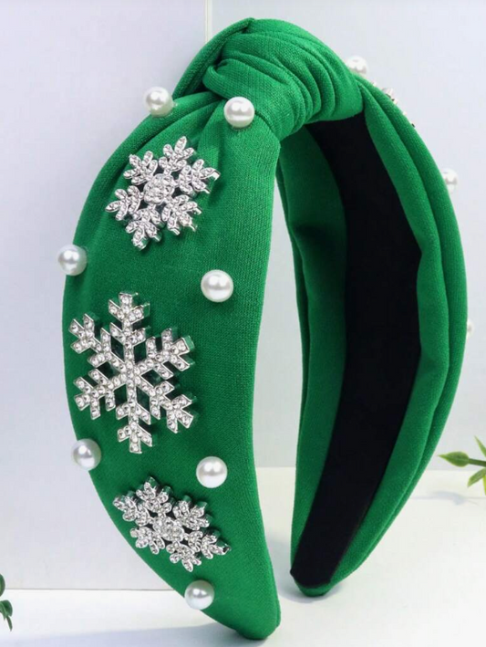 Snowflake Pearl Headband - Green